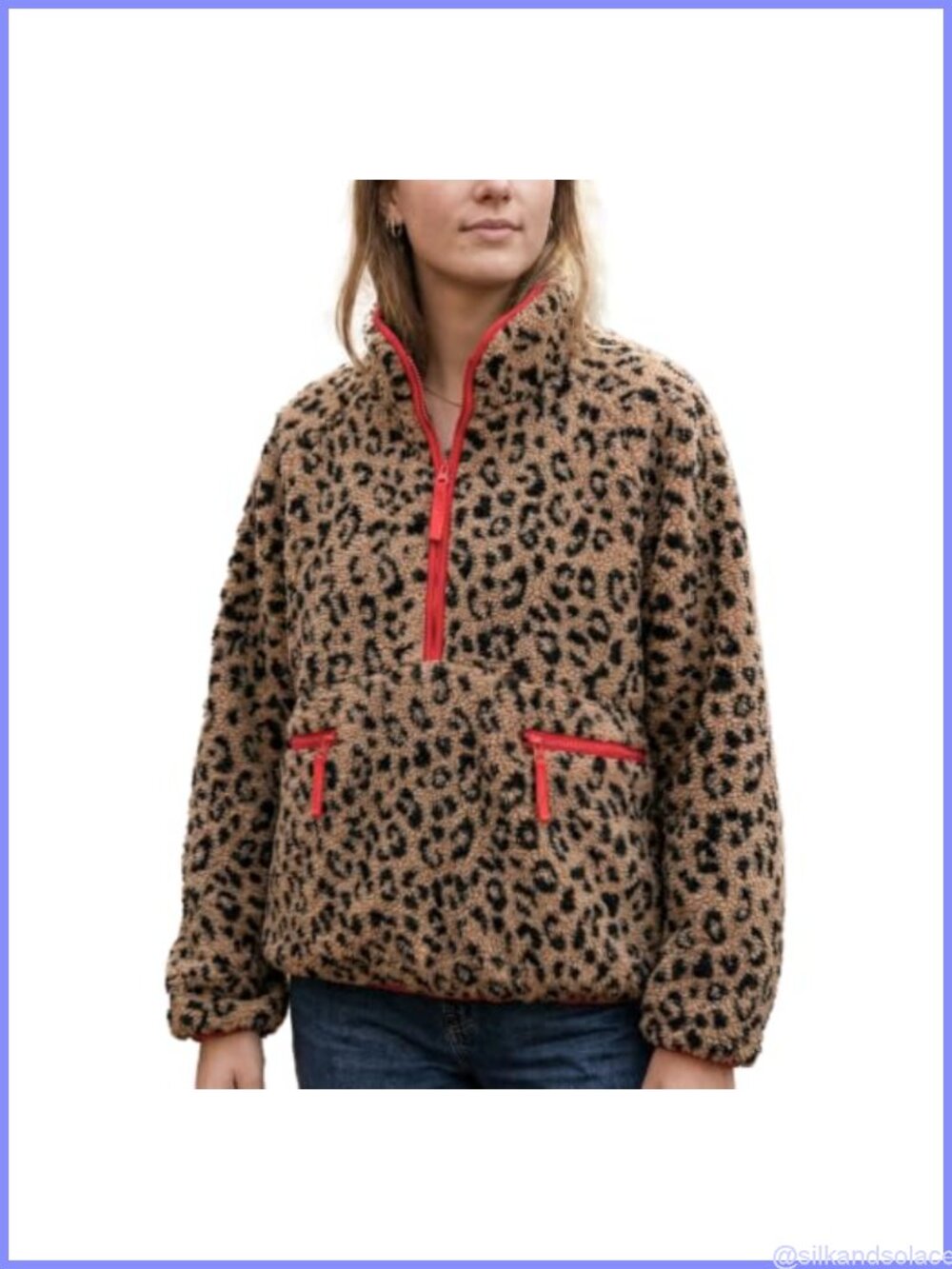 Sherpa Fleece Half Zip Pullover Sweatshirt Womens Long Sleeve Winter Jacket